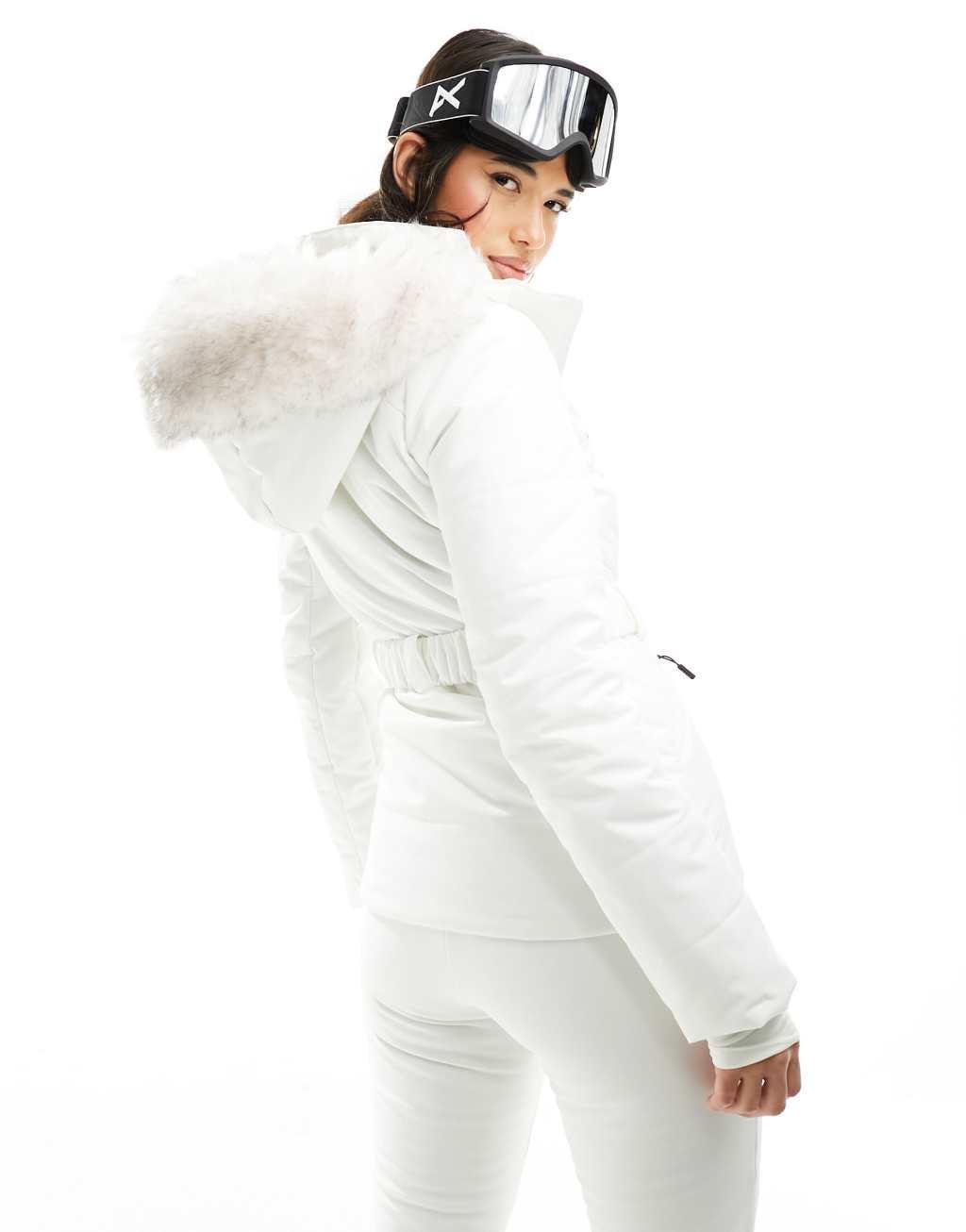 ASOS 4505 ski belted jacket with faux fur hood Product Image