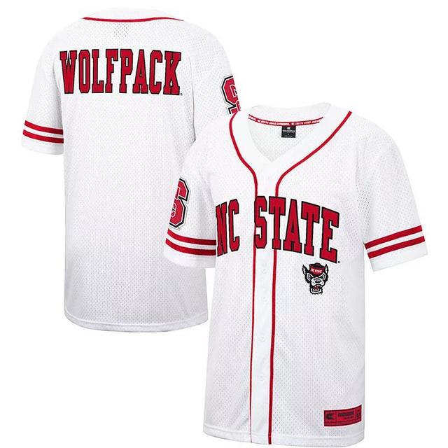 Mens Colosseum White/Red NC State Wolfpack Free Spirited Baseball Jersey Product Image