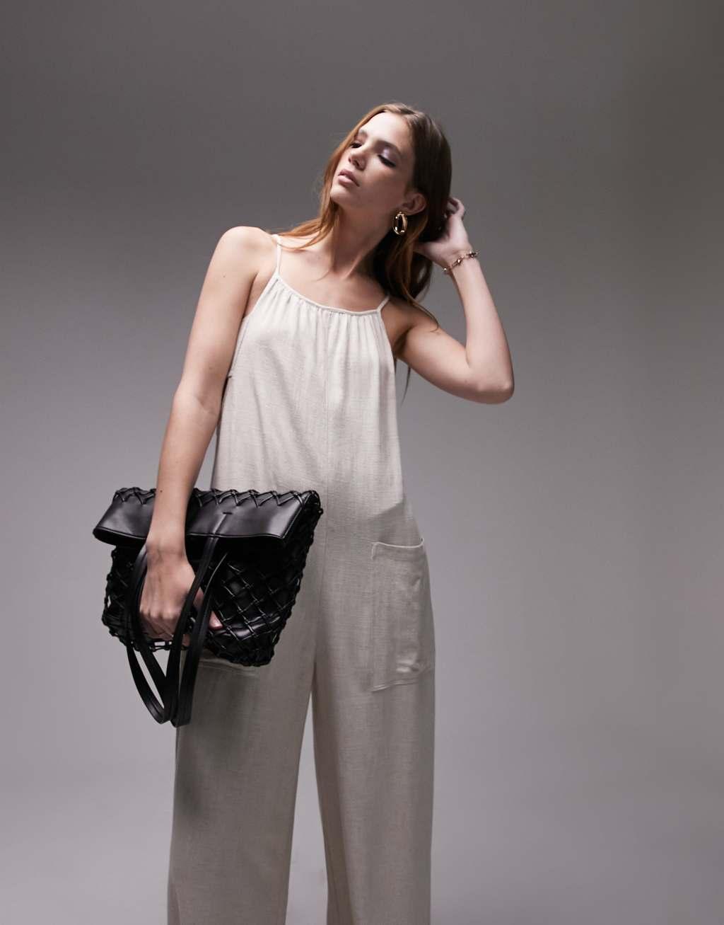 Topshop linen jumpsuit with pockets Product Image