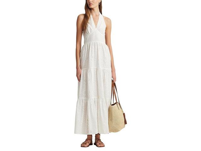 Lauren Ralph Lauren Eyelet Cotton Tiered Halter Dress Women's Dress Product Image