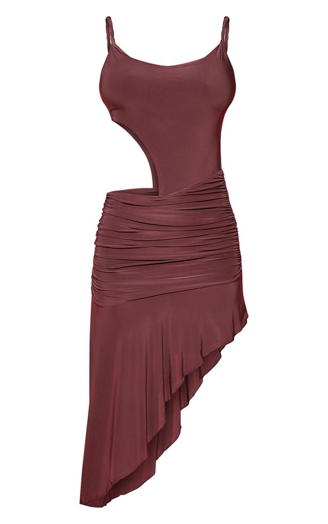 Aubergine Double Layer Slinky Twist Strap Detail Midaxi Dress Product Image