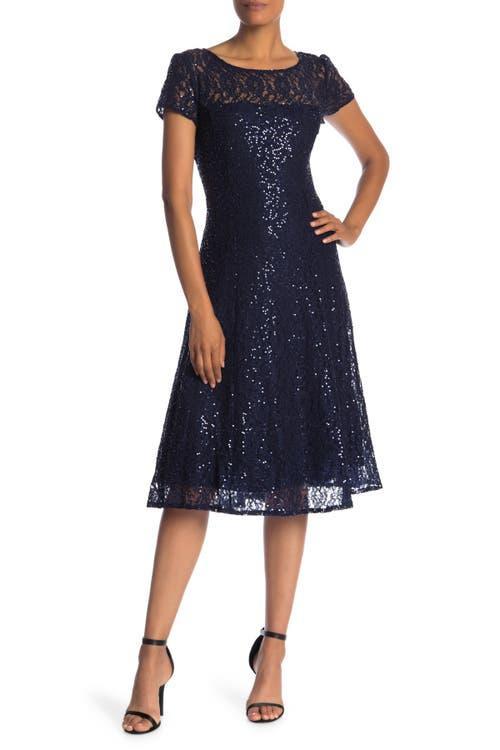 SL FASHIONS Sequin Lace Midi Dress Product Image