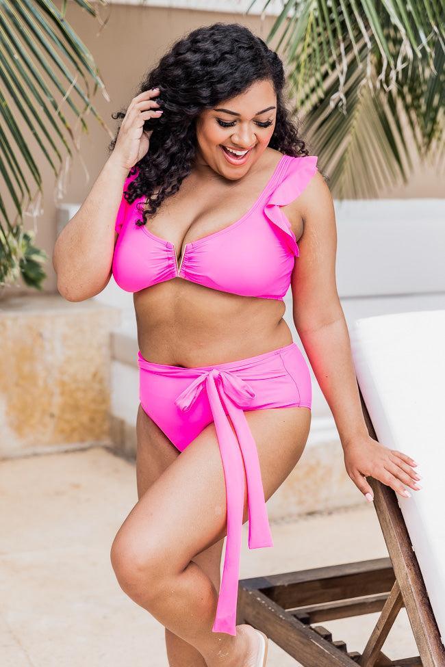 Summer Muse Hot Pink Tie Waist Bikini Bottoms FINAL SALE Product Image