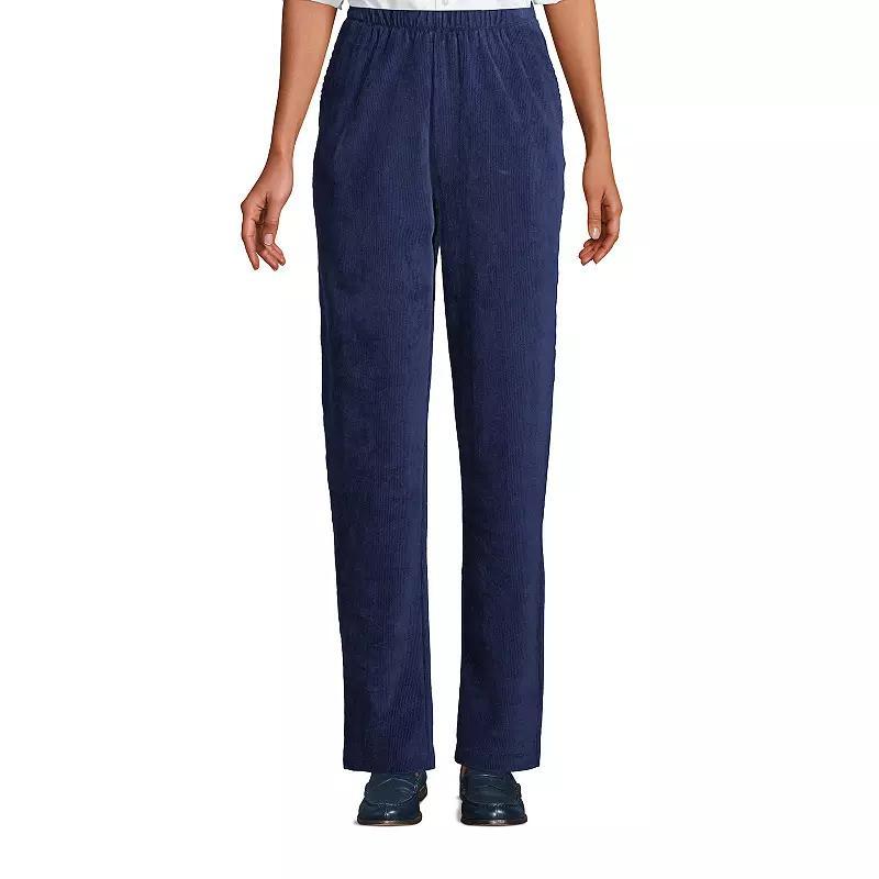 Petite Lands End Sport Knit High Rise Corduroy Pull-On Pants, Womens Grey Heather Product Image