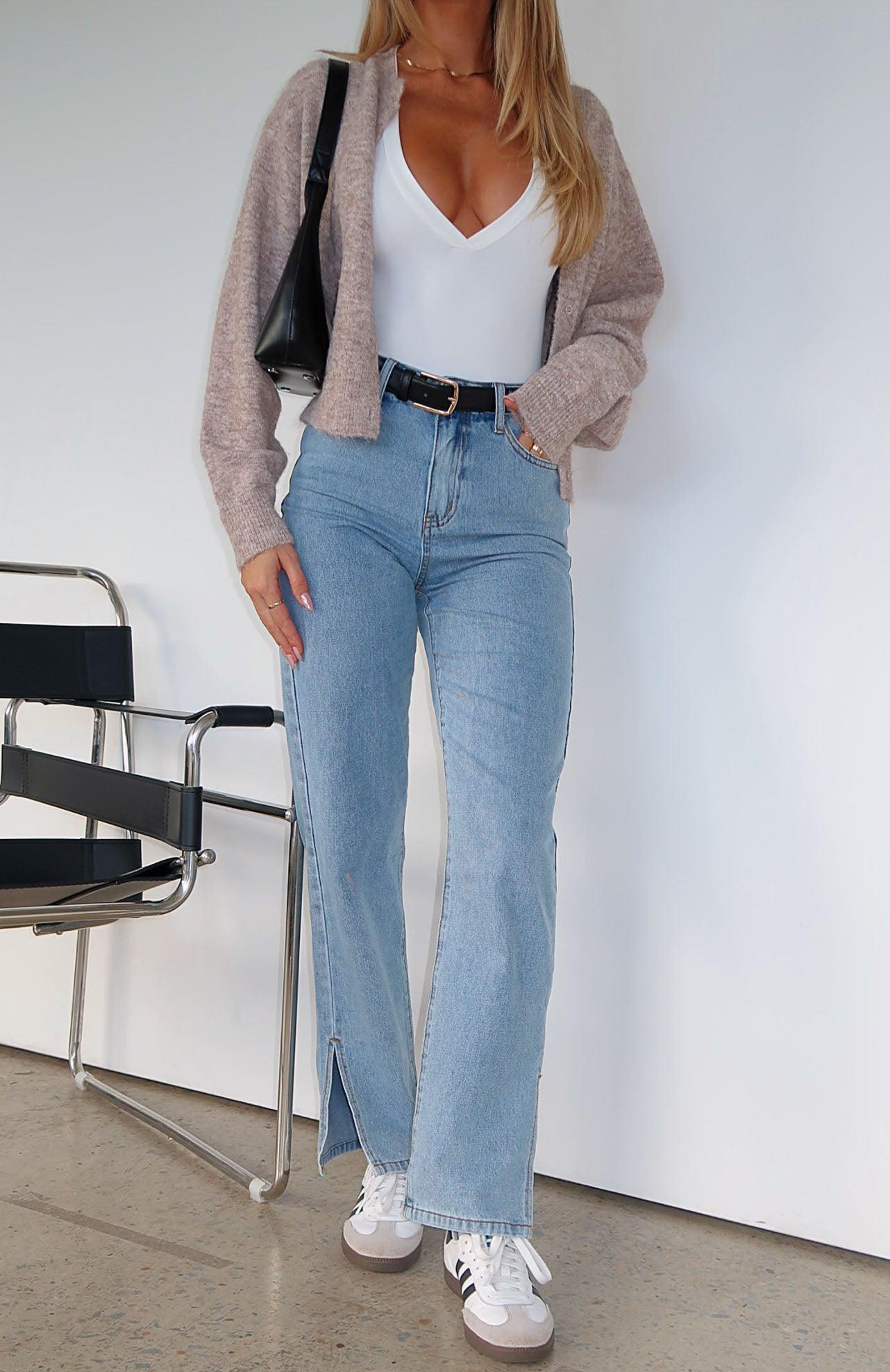 Margot High Rise Straight Leg Jeans Light Blue Product Image