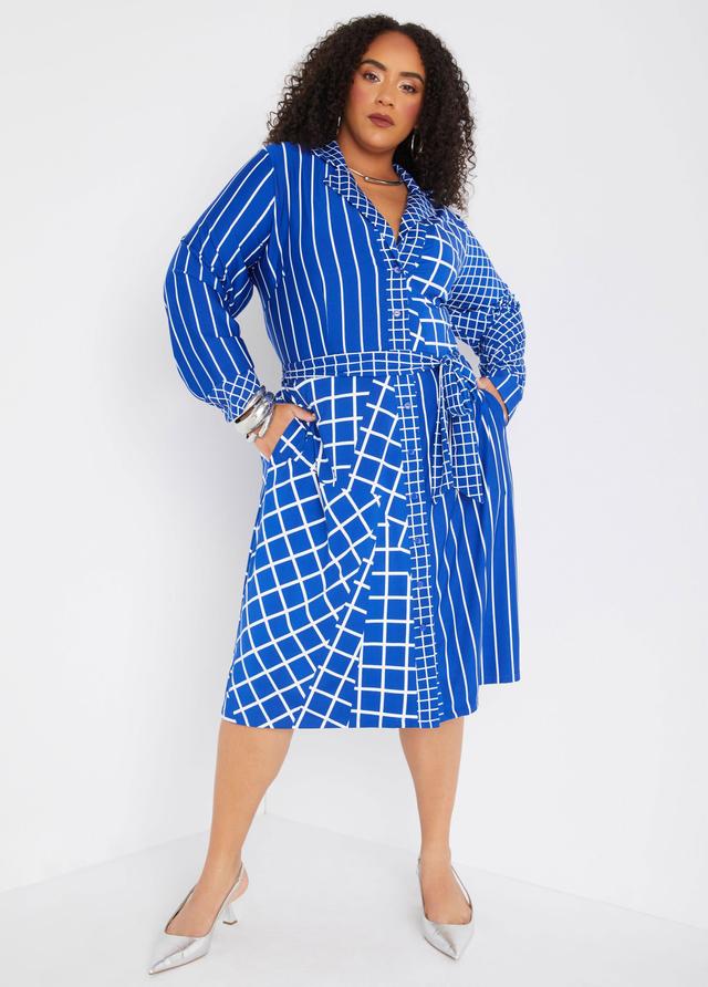 Plus Size Printed Belted Shirtdress Ashley Stewart Product Image