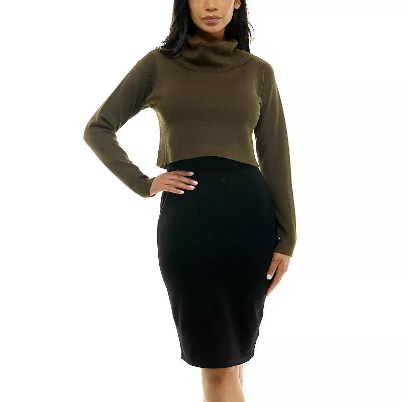 Womens Nina Leonard Colorblock Cowl Neck Sweater Dress Product Image