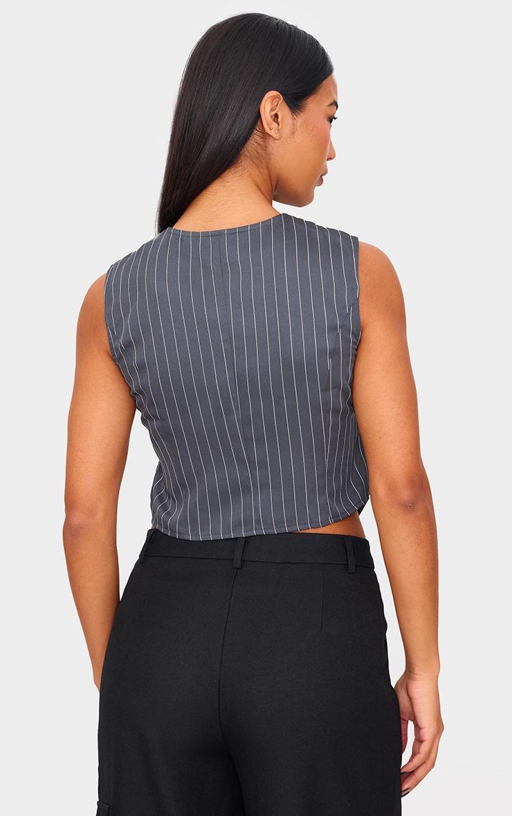 Charcoal Pinstripe Asymmetric Vest Product Image