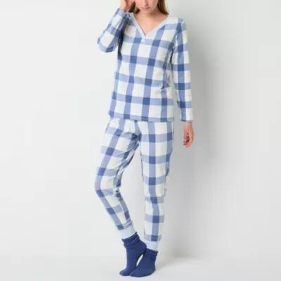 Jaclyn Womens V-Neck Long Sleeve 3-pc. Pant Pajama Set Product Image