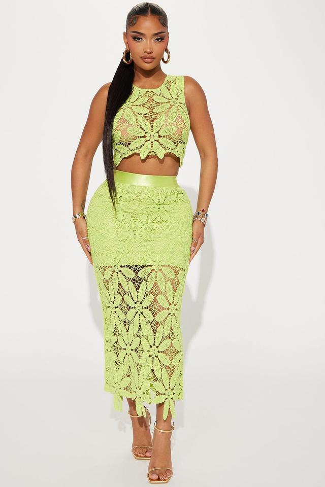 Lily Crochet Skirt Set - Lime Product Image