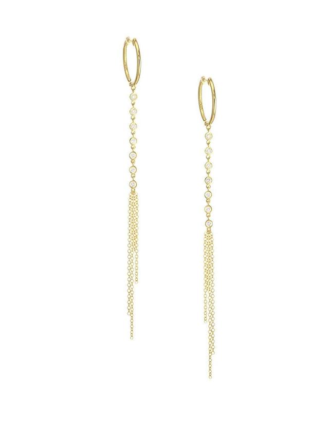 Womens 14K Yellow Gold & Diamond Chain Drop Earrings Product Image