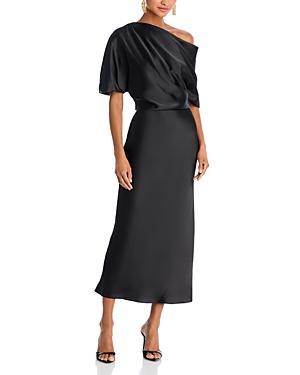 Womens Draped Off-The-Shoulder Midi-Dress Product Image