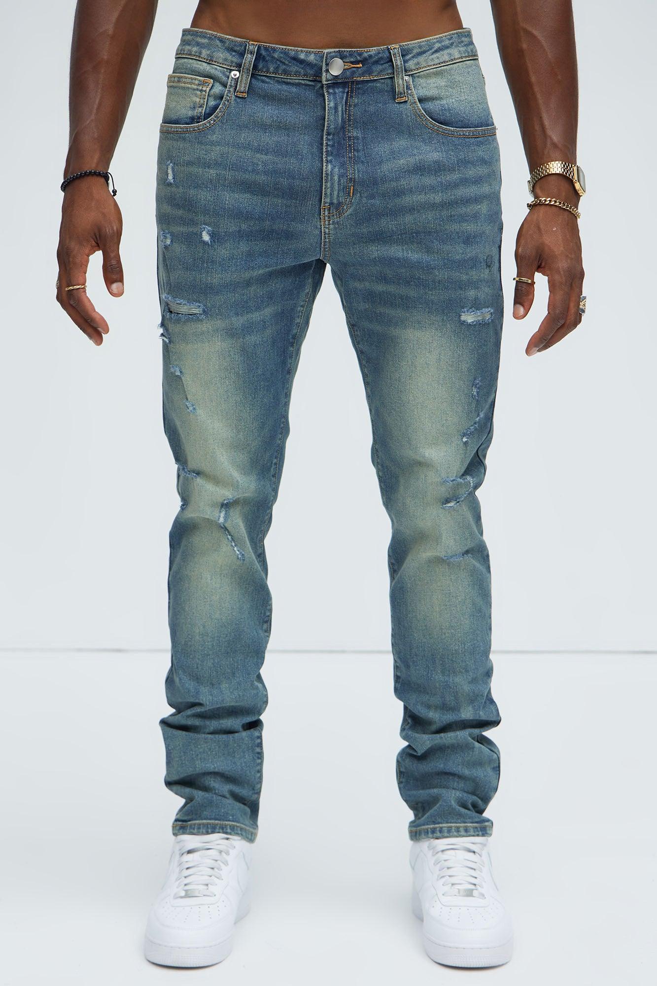 Look At Me Stacked Skinny Jeans - Vintage Blue Wash Product Image