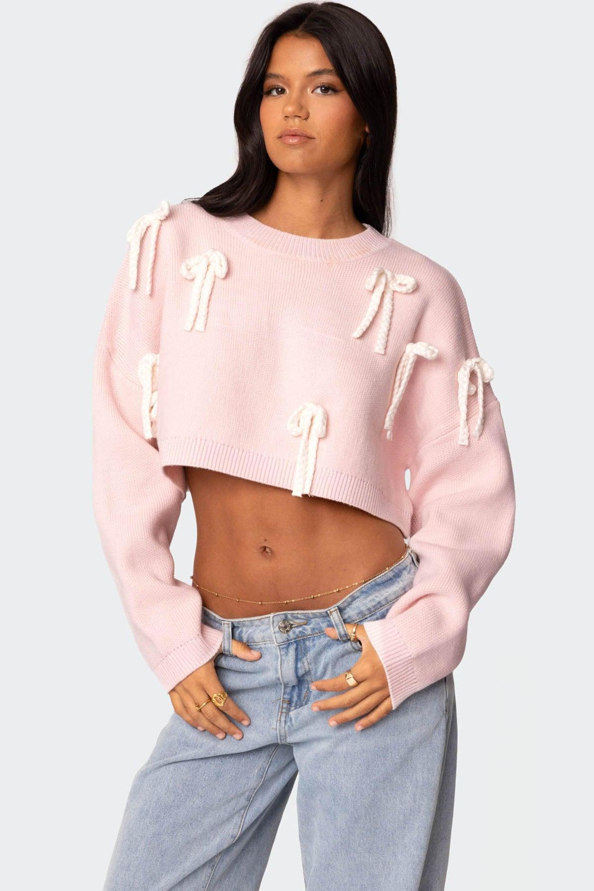 Chunky Bow Cropped Sweater Product Image