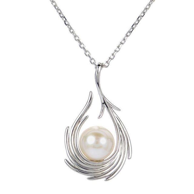 PearLustre by Imperial Sterling Silver Freshwater Cultured Pearl Feathered Look Pendant Necklace, Womens Product Image