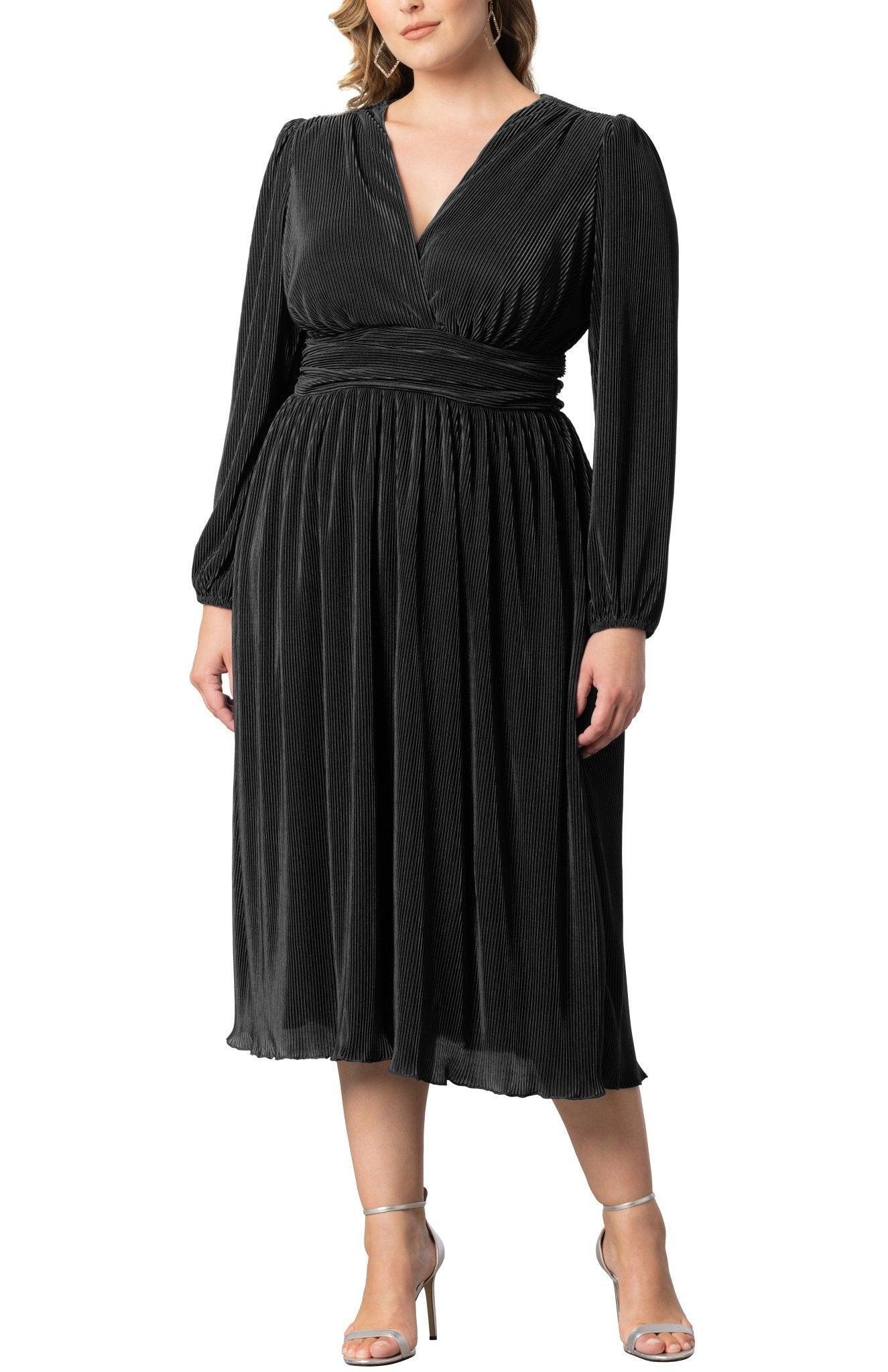 Sophie Long Sleeve Pleated Cocktail Dress - Plus Product Image