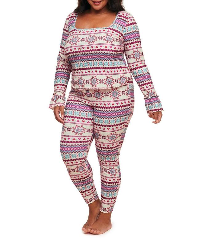 Audra Womens Plus-Size Pajama Long Sleeve Top & Legging Set Product Image