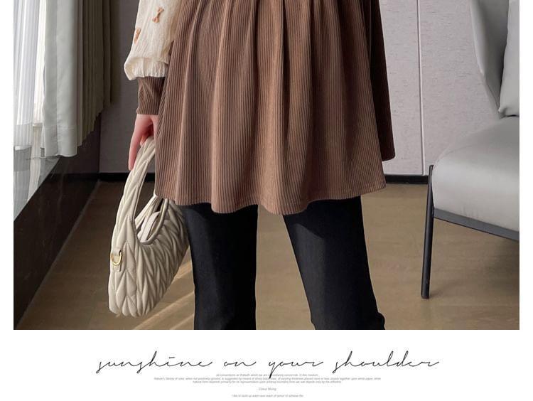 Maternity Long-Sleeve Square Neck Two Tone Blouse Product Image