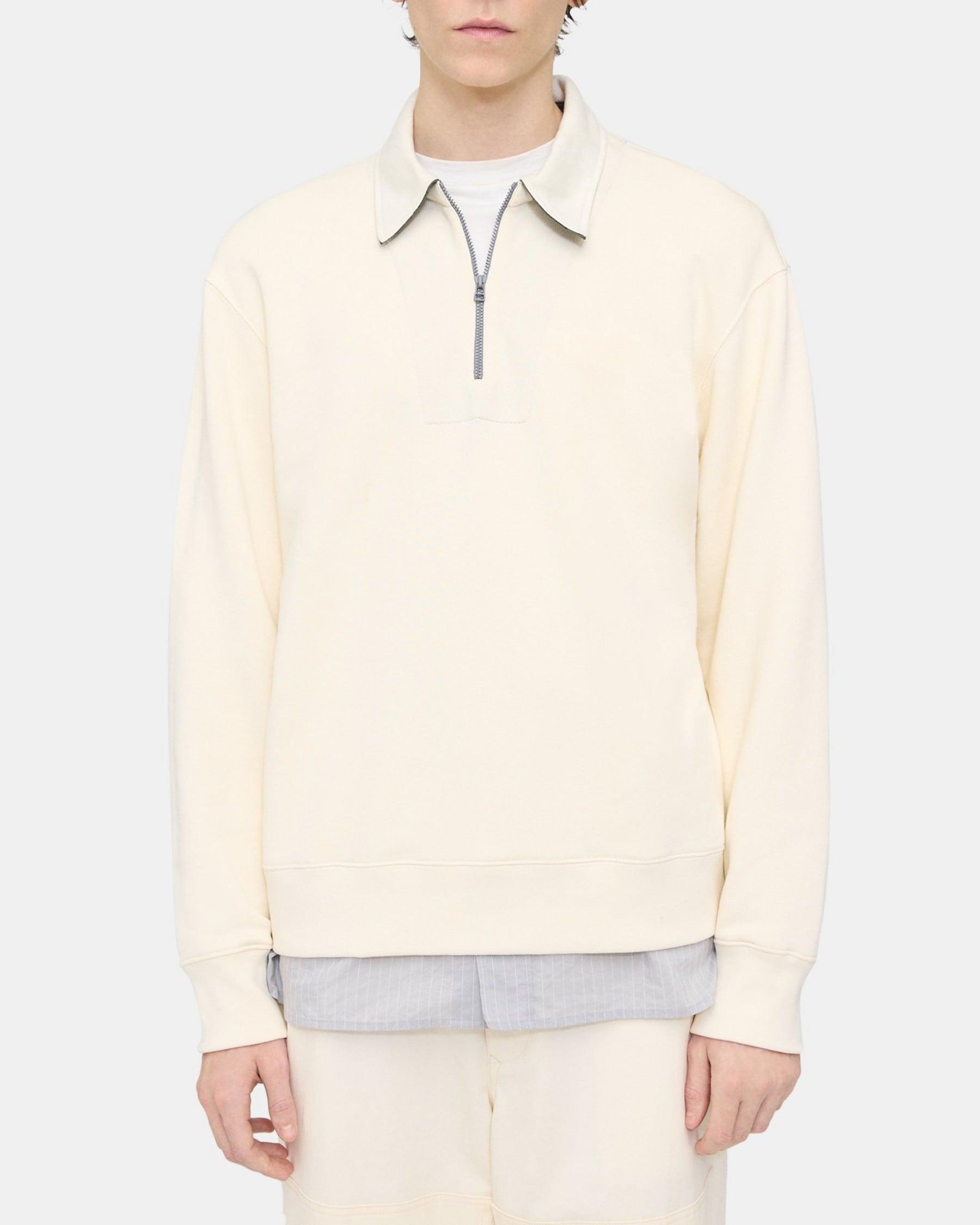 Quarter-Zip Polo Sweater in Terry Cotton Product Image