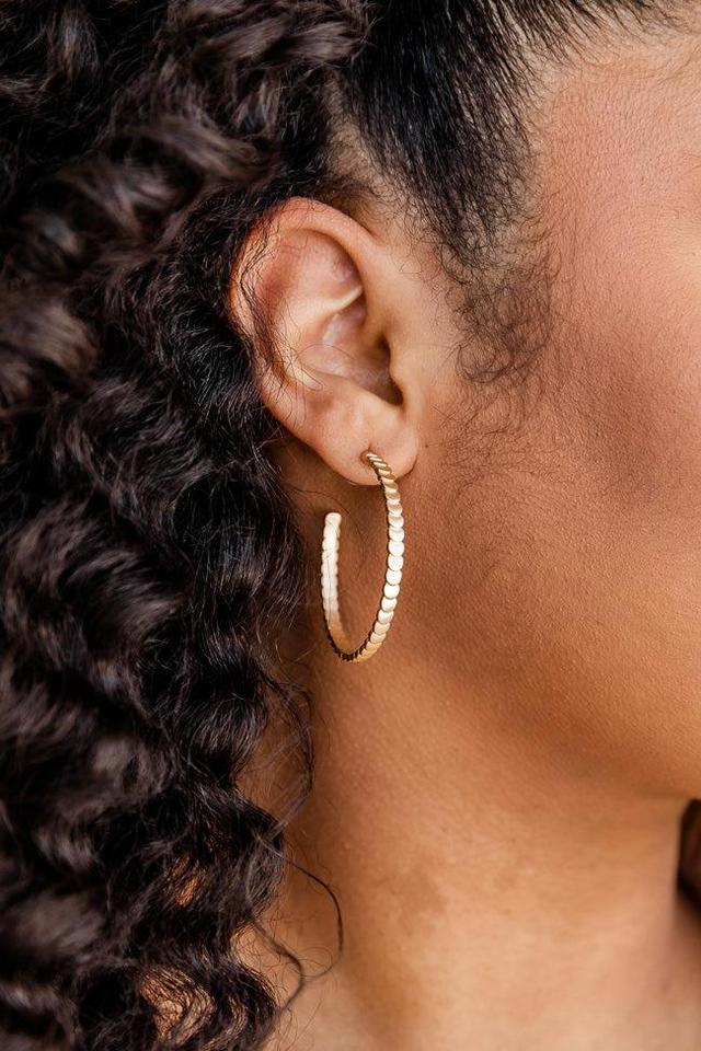 Break Your Heart Gold Textured Hoop Earrings FINAL SALE Product Image