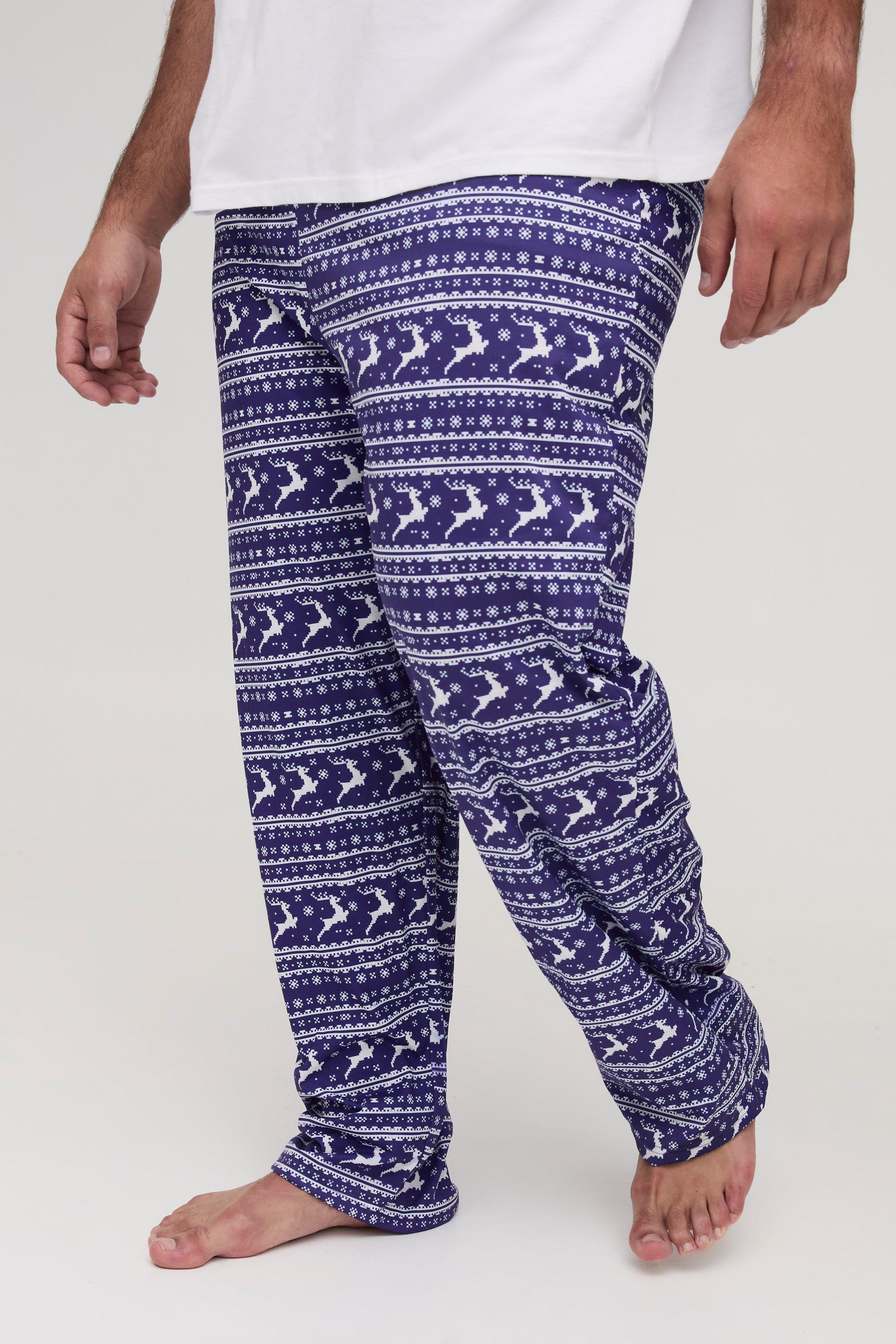 Plus Reindeer Christmas Lounge Bottoms | boohooMAN USA Product Image