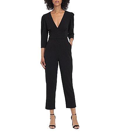 Donna Morgan Womens V-Neck 3/4-Sleeve Jumpsuit Product Image