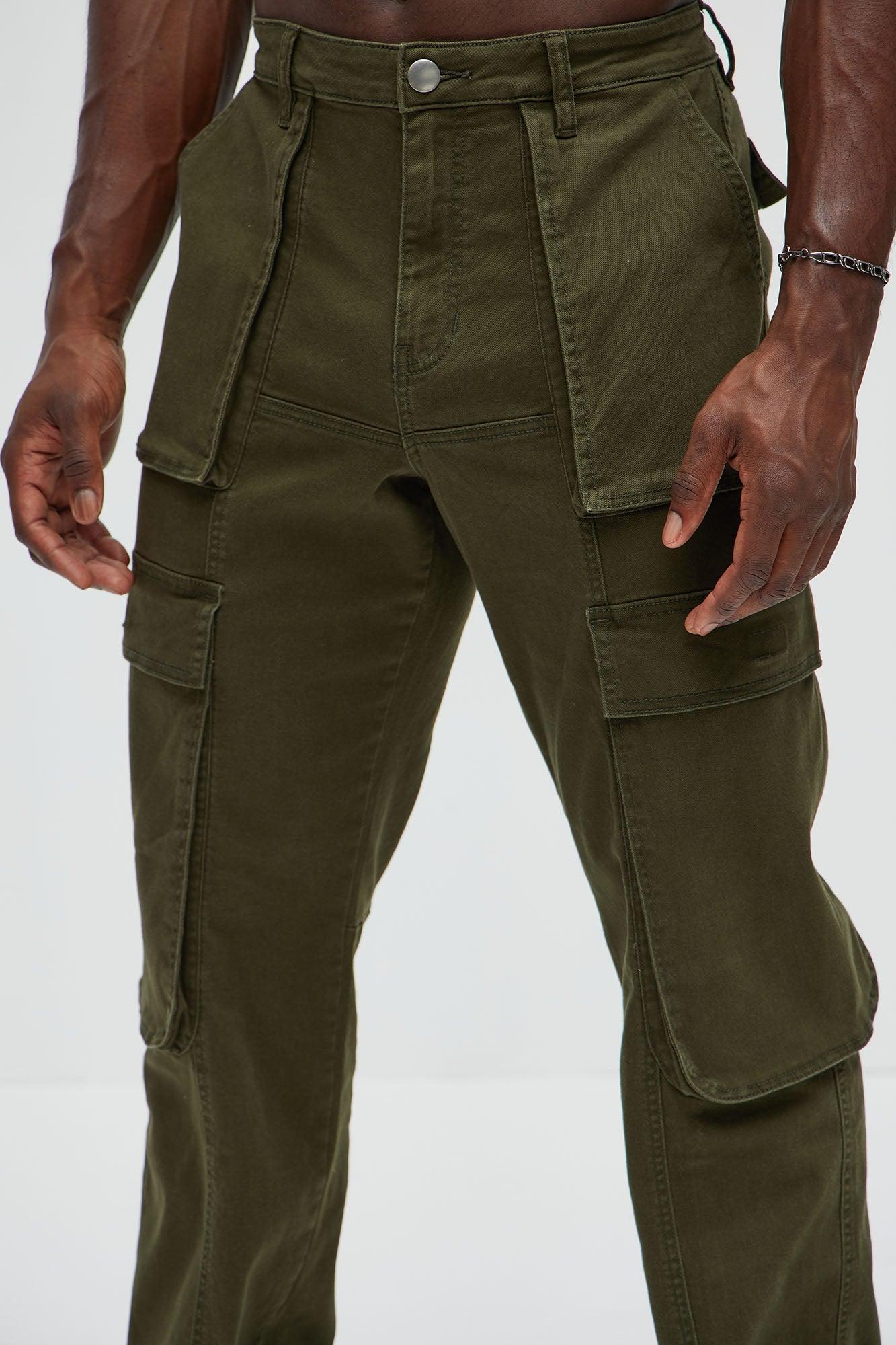 Psyche Straight Cargo Jeans - Olive Product Image