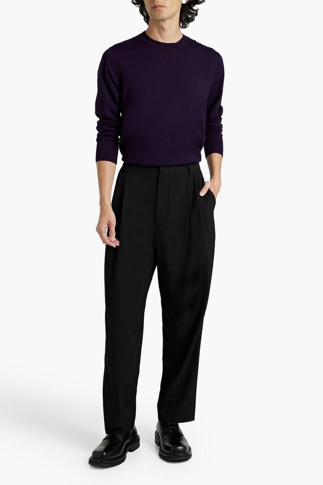 Merino Wool Sweater In Dark Purple Product Image