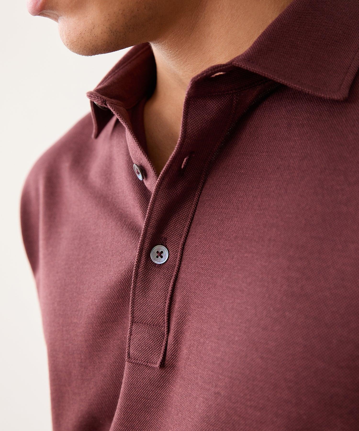 Fine Pique Polo in Classic Burgundy Product Image