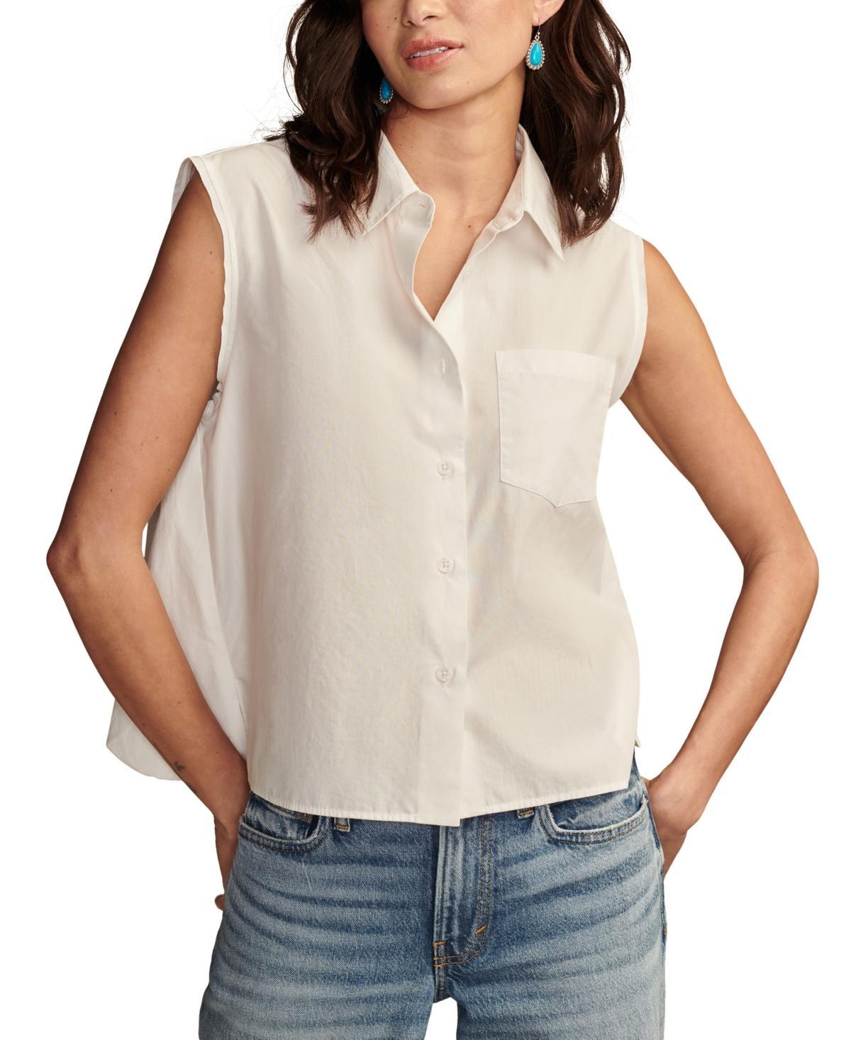 Lucky Brand Womens Cotton Sleeveless Bubble Hem Shirt Product Image