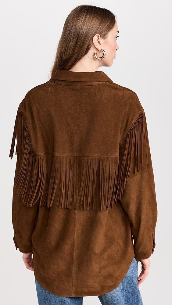 THE GREAT. The Suede Fringe Shirt Jacket | Shopbop Product Image