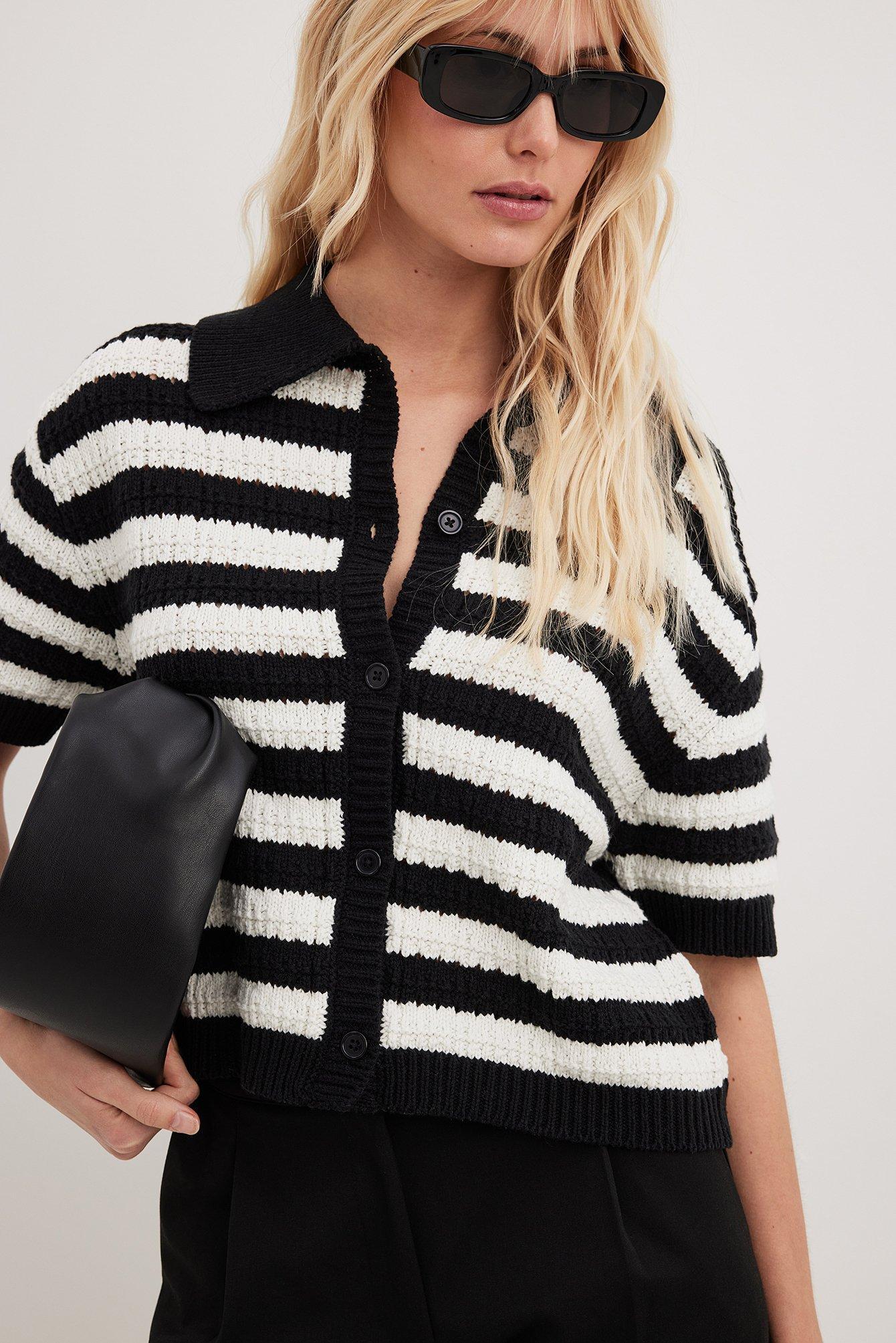 Short Knitted Striped Cardigan product image