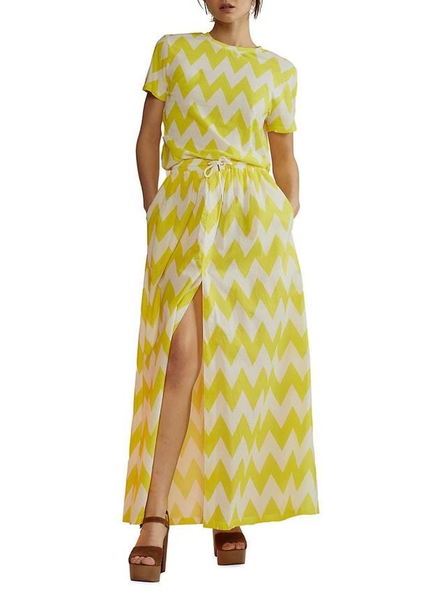 Womens Chevron Tie Slit Maxi Skirt Product Image