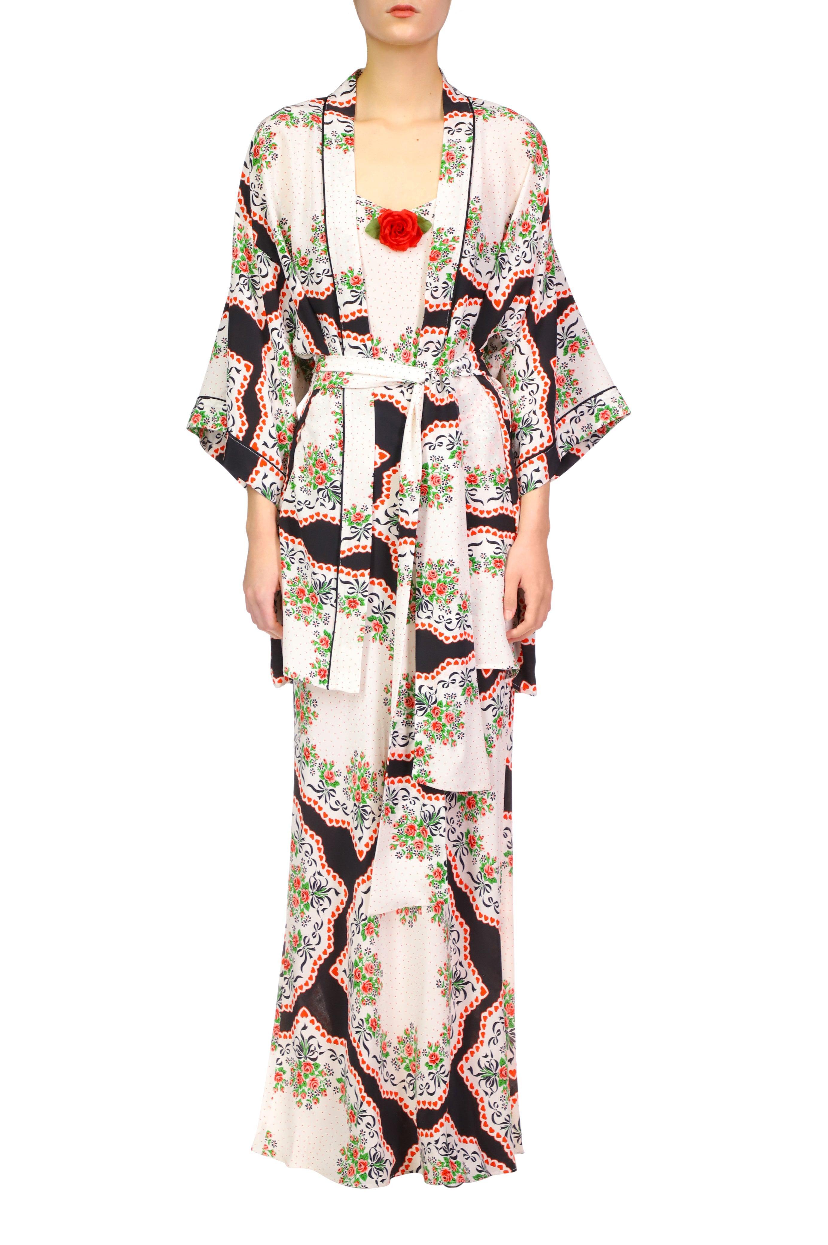 Floral Bouquet Silk Robe Product Image