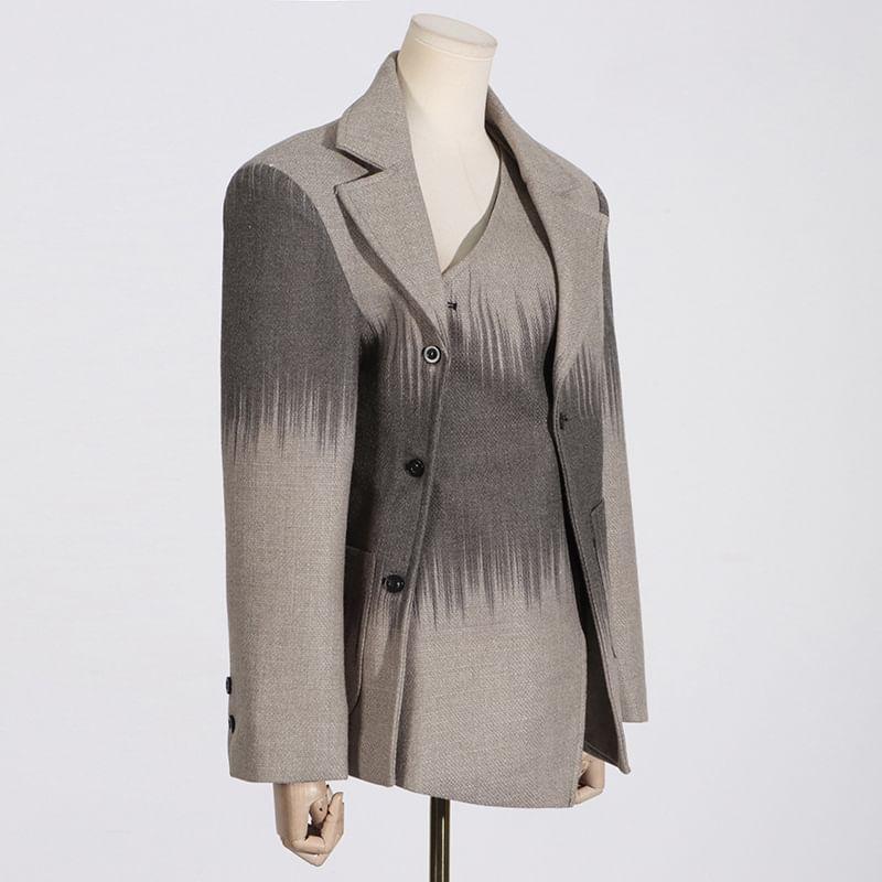 Printed Asymmetrical Button-Up Blazer Product Image