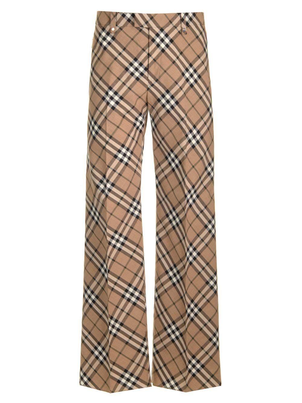 BURBERRY Wool Blend Trousers In Beige Product Image