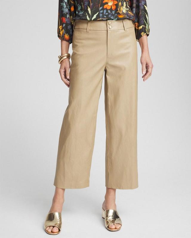 Chico's Women's Faux Leather Trousers Cropped Capri Pants Product Image