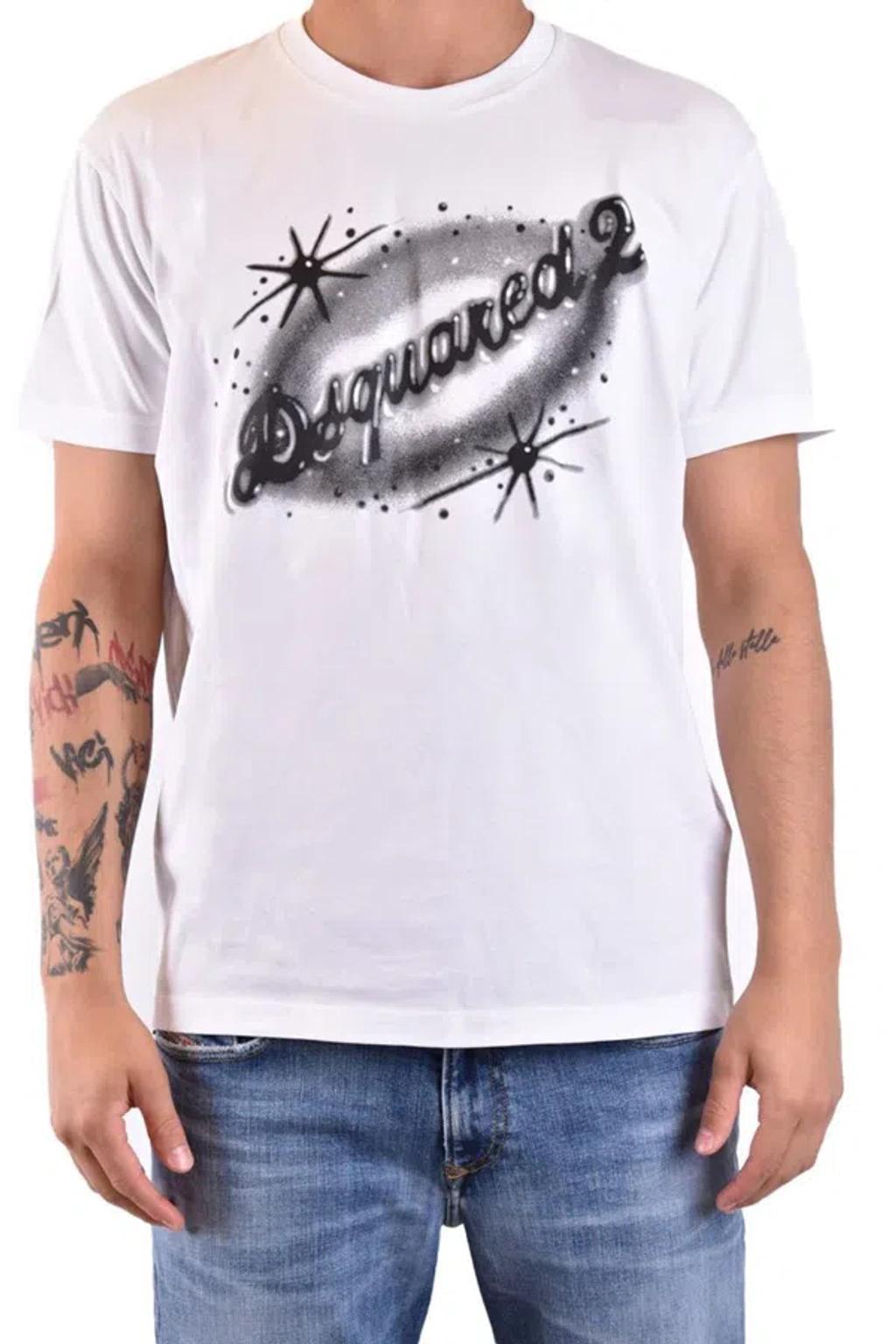 DSQUARED2 Logo-print Cotton T-shirt In White Product Image