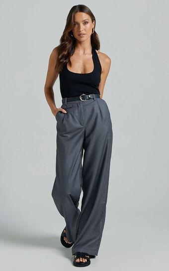 Romola Trousers - Low Rise Relaxed Pocket Flap Detail Straight Leg Trousers in Charcoal product image