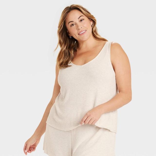 Womens Cozy Ribbed Tank Top - Auden Oatmeal 4X Product Image