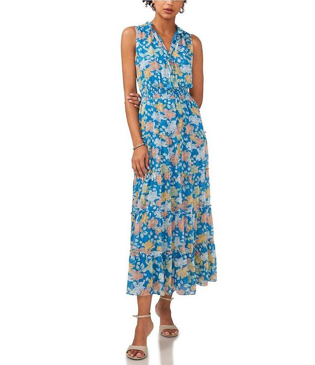 1. STATE Floral Print V Neck Sleeveless Maxi Dress Product Image