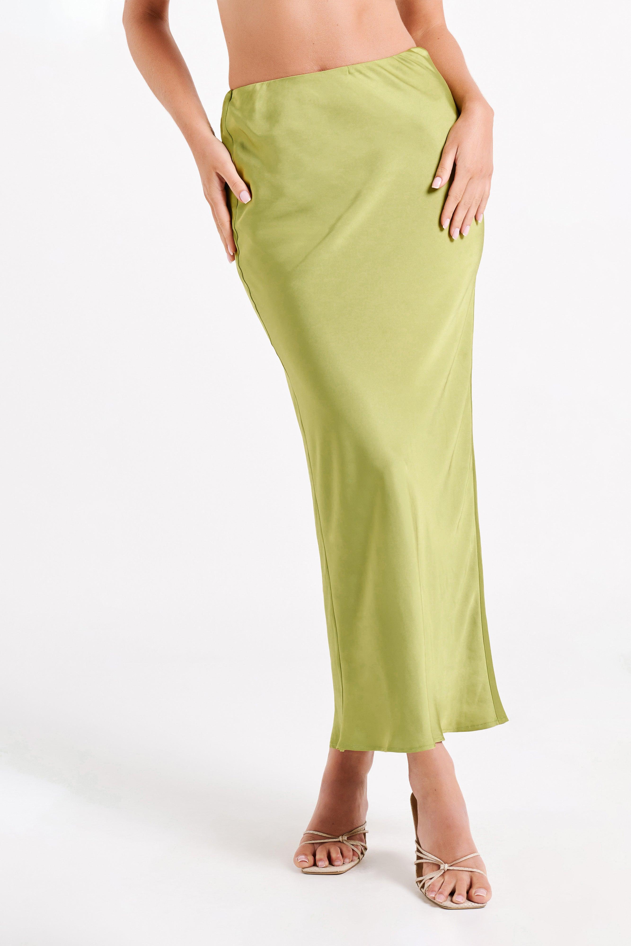 Violeta Satin Maxi Skirt - Parakeet Green Product Image