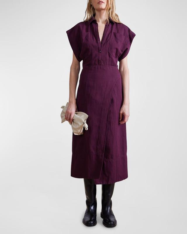 Yelena Short-Sleeve Midi Shirtdress Product Image