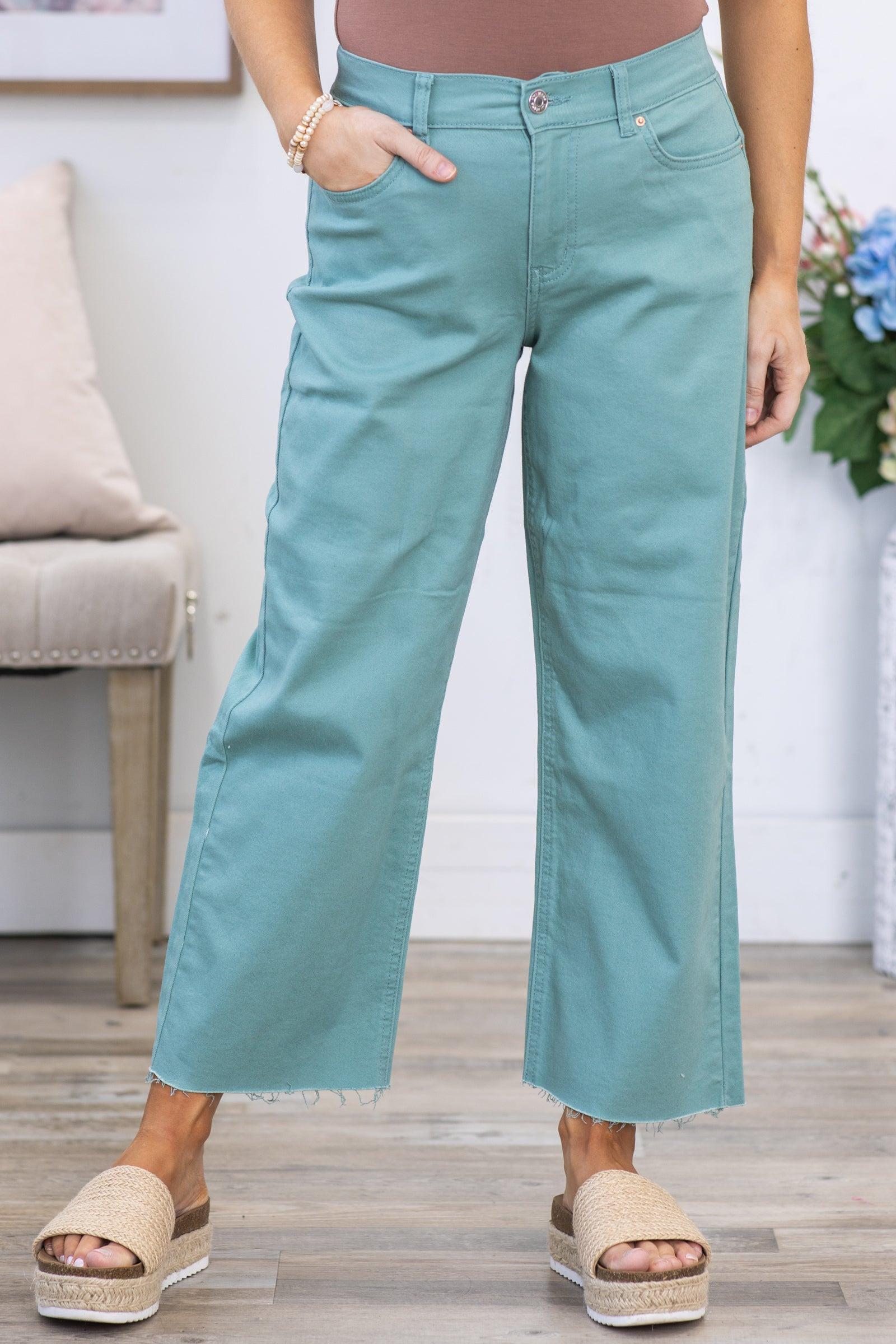 YMI Mint Cropped Wide Leg Trouser Pants Product Image