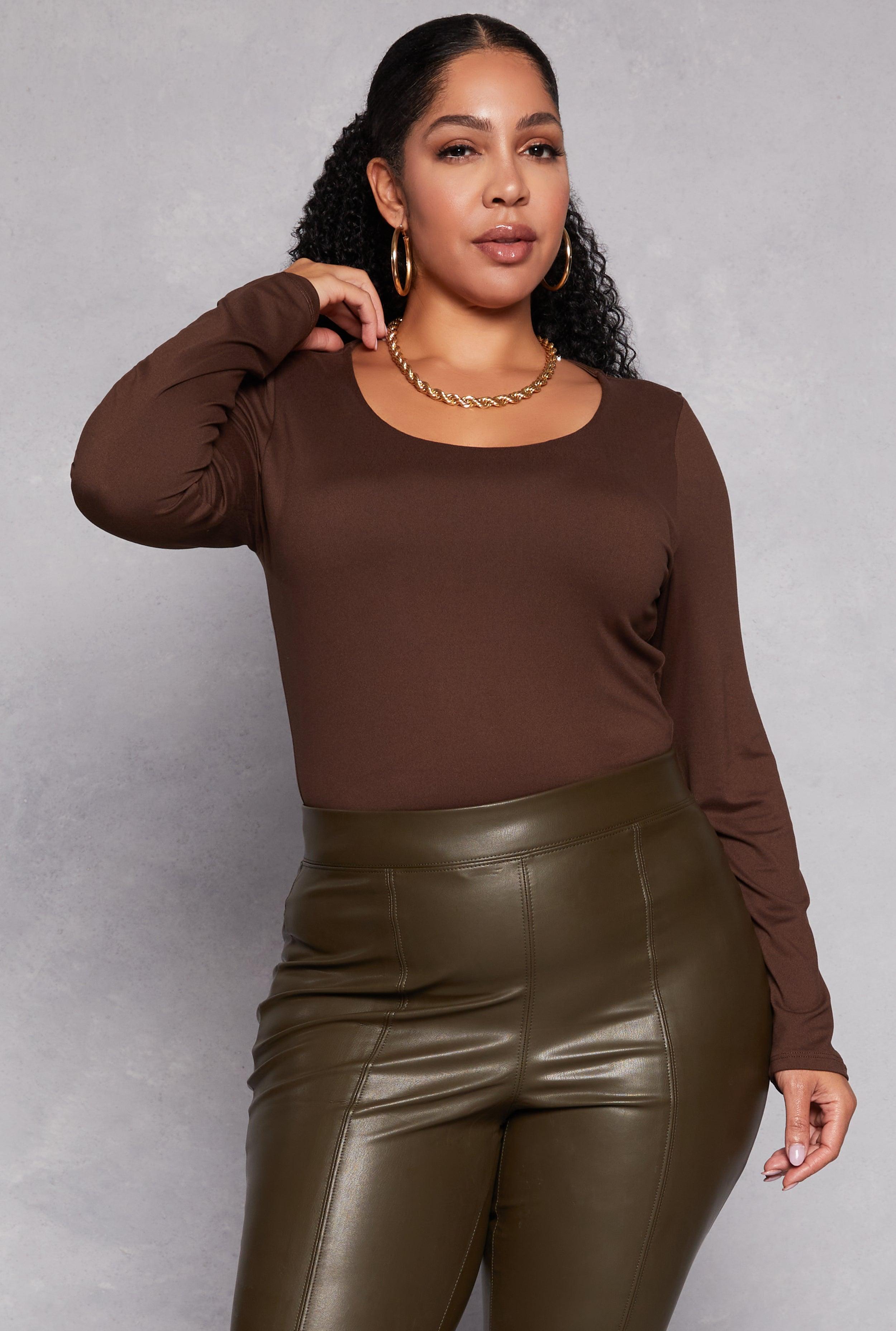 Womens Plus Size Double Layered Scoop Neck Top Product Image