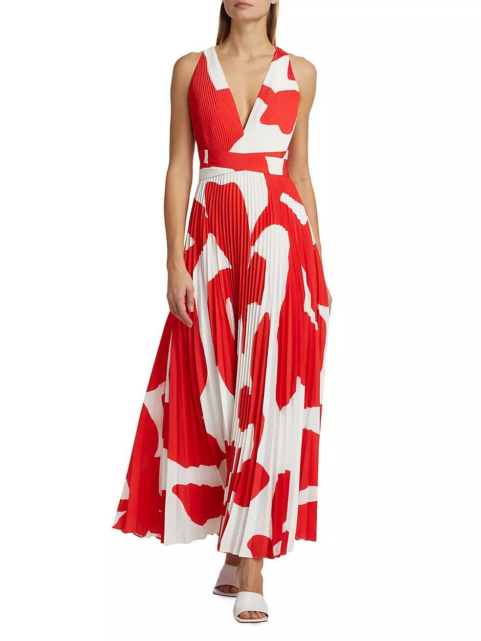 Oria Grand Foliage Pleated Maxi-Dress Product Image