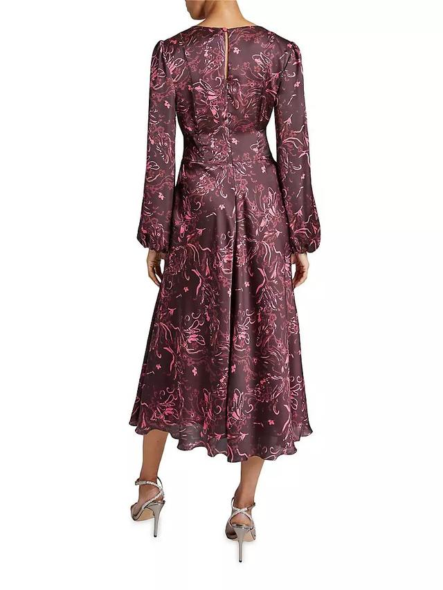 Floral Charmeuse Fit & Flare Midi-Dress Product Image