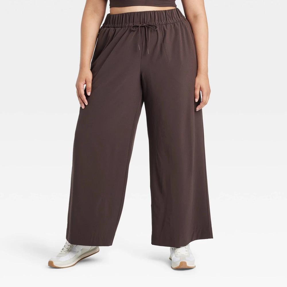 Womens Active Light High-Rise Wide Leg Pants - All In Motion Dark Brown 2X Product Image