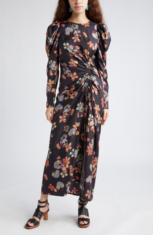 Amalie Twisted-Front Floral Silk Midi Dress Product Image