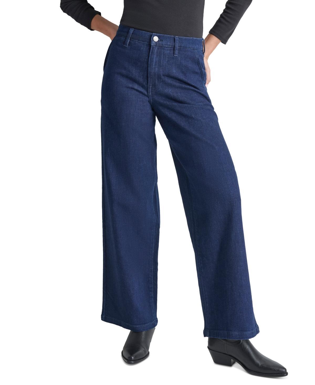 Dkny Jeans Womens High-Rise Wide-Leg Trouser Jeans Product Image